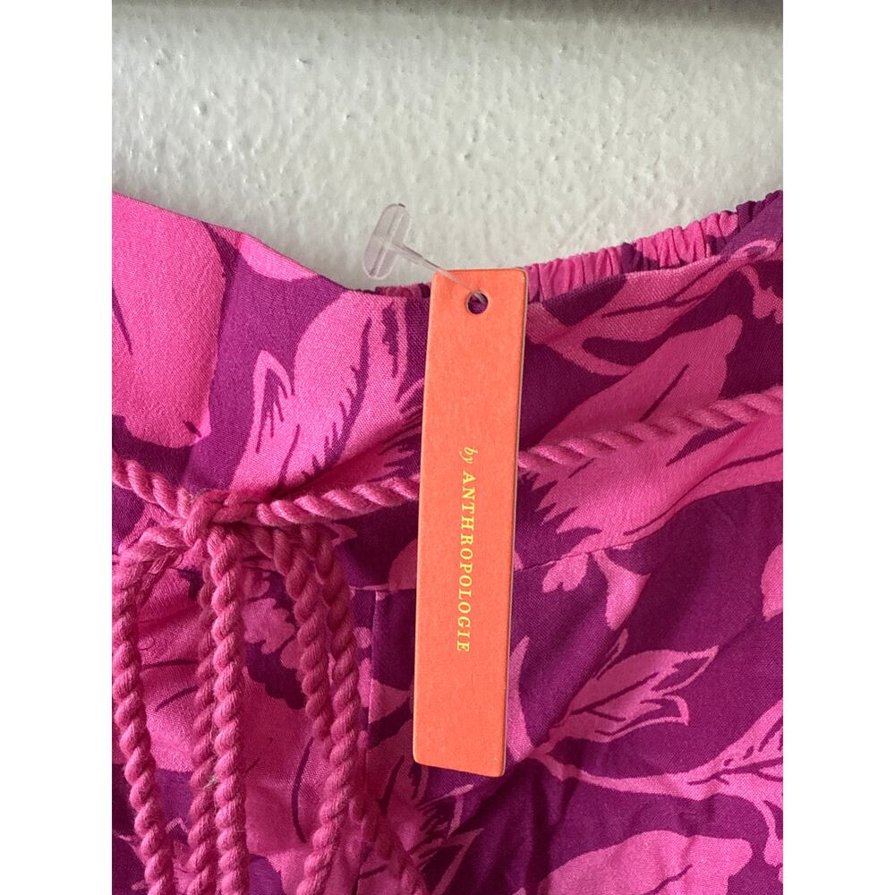 NEW! Anthropologie Tunic Floral Red Pink Sleep Set Top and Bottom Shorts size M - Picture 10 of 15